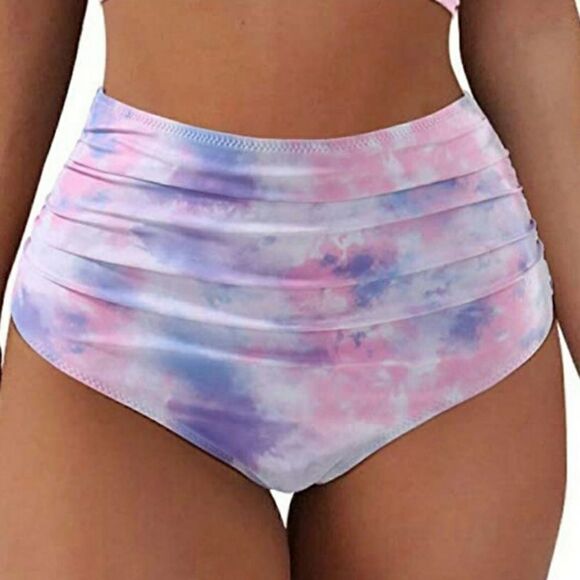 Pastel Tie Dye Criss Cross Bikini 2 Piece Swimsuit - Picture 5 of 8